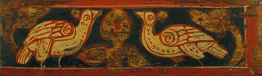 Deckenpaneel mit Pfauen und Pflanzenmotiven